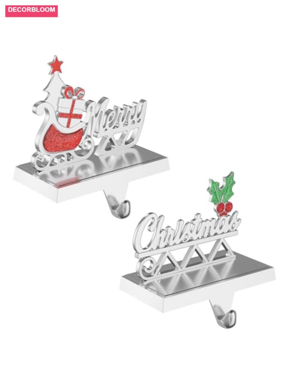 Christmas Stocking Holders Weighted Metal Hangers Hooks Mantle Fireplace Decor